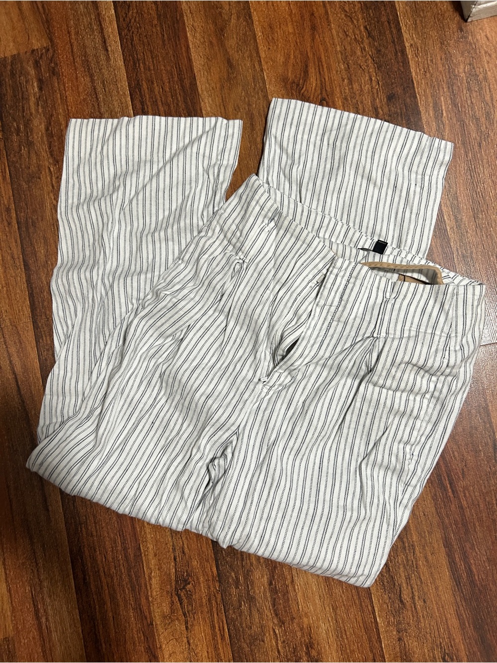 Banana Republic White Linen-Blend striped Dress Pants